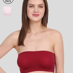 Amour Secret Women's Maroon & Pink Pack of 2 Non-Padded Tube/Bandeau Bra-picture-28