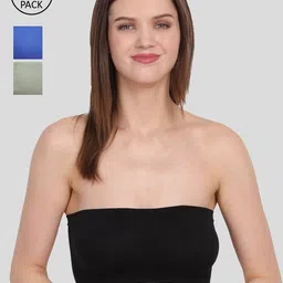 Amour Secret Women's Pack Of 3 Blue & Black Non-Padded Tube/Bandeau Bra-image-78
