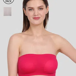Amour Secret Pack Of 2 Pink & Grey Non Padded & Non Wired  Bandeau Bra-picture-8