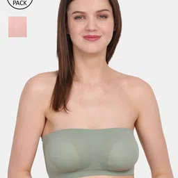 Amour Secret Peach-Coloured & Green Bandeau Tube/ non-padded Bra pack of 2-image-67