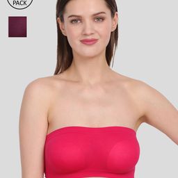 Amour Secret Pink & Purple Non-Padded Tube/Bandeau Bra Pack of 2-image-47