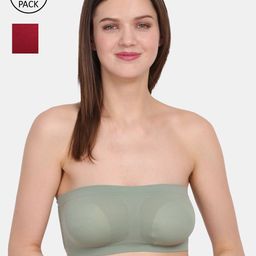 Amour Secret Green & Maroon Bandeau Non-padded/Tube Bra Pack of 2-image-84
