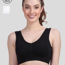Amour Secret Women Pack of 2 Black & White Lightly Padded Sports Bra-image-80