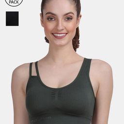Amour Secret Pack Of 2 Black & Green Lightly Padded & Non-Wired Seamless Bra-S017_Blk_Grn-image-81