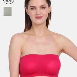 Amour Secret Pink & Green Non-Padded Bandeau Bra Pack of 2-image-45