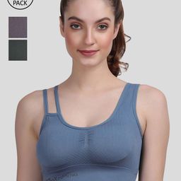 Amour Secret Women Pack of 3 Blue & Green Bra-picture-18