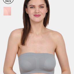 Amour Secret Women's Peach & Grey Pack of 2 Non-Padded Tube/Bandeau Bra-picture-33