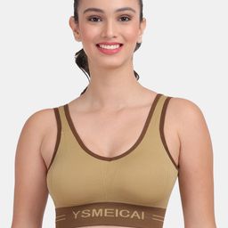 Amour Secret Olive Green & Brown Workout Bra-image-43