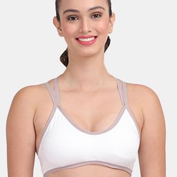 Amour Secret Women White & Grey Workout Bra With Removable Padding-image-10