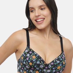 Triumph Floral Printed Lightly Padded Non-Wired T-Shirt Bra All Day Comfort-38