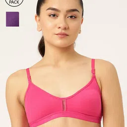 Lady Lyka Pack Of 2 Fuchsia & Purple Non Padded & Non-Wired Seamless Bra-SEAMLESS-2-12