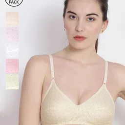 ABELINO Pack of 6 White & Pink Non-Padded Non Wired Bra COMSILK6PCS-image-28
