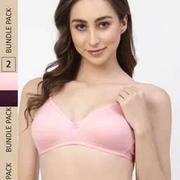 Floret Pack of 2 Non Padded Non-Wired Seamless T-shirt Bra-image-51
