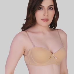 PLUMBURY Half Coverage Underwired Lightly Padded Bandeau Bra with Side Bone image 2