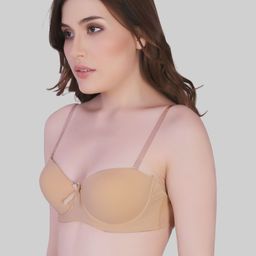 PLUMBURY Half Coverage Underwired Lightly Padded Bandeau Bra with Side Bone image 3