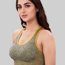 PLUMBURY Full Coverage Removable Padding Seamless Workout Bra With All Day Comfort image 4