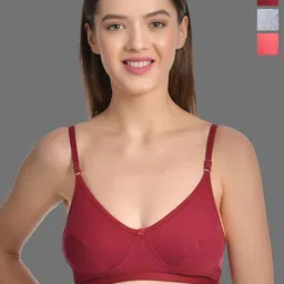Aimly Pack Of 3 Half Coverage All Day Comfort Cotton T-shirt Bra-image-4