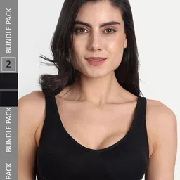 Aimly Pack Of 2 Cotton Sports Bra Non-Padded Non-Wired Full Coverage-62