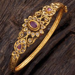 Kushal's Fashion Jewellery Antique Gold-Plated Kada Bracelet-16