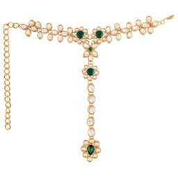 I Jewels Women Kundan Studded & Beaded Gold-Plated Ring Bracelet-12