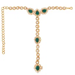 I Jewels Women Kundan Studded & Beaded Gold-Plated Ring Bracelet-image-10