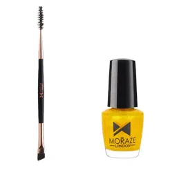 Moraze Set of Nail Paint 5 ml - Bratty Bratty with Double Ended Eyebrow Brush - Black-10