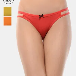 Leading Lady Woman Pack Of 3 Red,Orange & Yellow  Bikini Brief-image-29