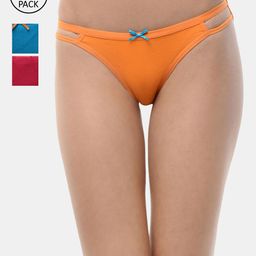Leading Lady Women Pack Of 3 Blue & Pink Solid Bikini Briefs kary-3-SB-RN-OR-Sky-image-89