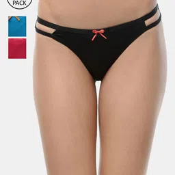 Leading Lady Women Pack Of 3 Multicolor Solid Bikini Briefs-picture-48