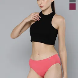 HRX by Hrithik Roshan Women Pack of 3 Solid Mid-Rise Seamless Briefs-image-16