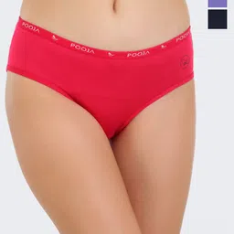 POOJA RAGENEE Pack Of 3 Mid Rise Soft & Smooth Hipster Briefs-image-69