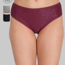 Reveira Women Pack Of 3 Assorted Self Design Hipster Briefs-image-3