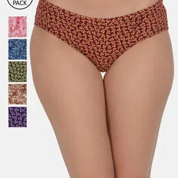 Leading Lady Women Pack Of 6 Printed Cotton Hipster Briefs-image-30