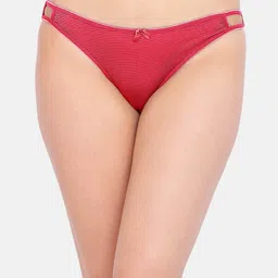 LOTUSLEAF Women Red Solid Seamless Bikini Lace Low Waist, Mid CoverageBriefs-9
