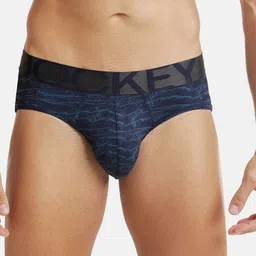 Jockey Men Navy Blue Printed Basic Briefs-image-82
