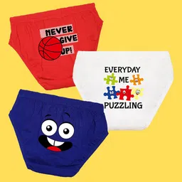 NUSYL Boys Pack of 3 Red,White,Royal Blue Printed Briefs-image-72