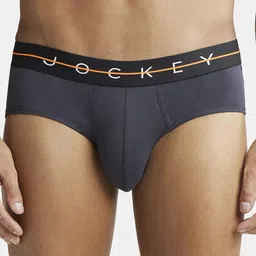 Jockey Men Grey Solid Cotton Basic Briefs-image-77