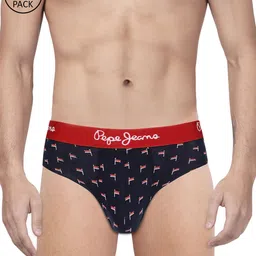 Pepe Jeans Men Pack of 2 Navy Blue & Red Printed Briefs 8936547-2-image-41