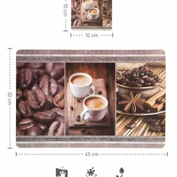 OBSESSIONS Coffee Brown 12 Pieces Printed Rectangular Table Placemats With Coasters image 4