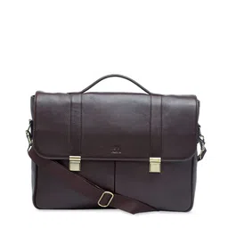 tohl Brown Leather Structured Satchel with Tasselled-image-20