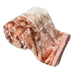 Signature Platinum Premium Brown & Pink Floral Heavy Winter Single Bed Mink Blanket-picture-45