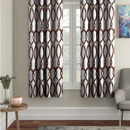 Cortina Brown & White 2 Pieces Abstract Printed Window Curtains-picture-57
