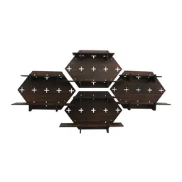 RANDOM Brown Set of 4 Hexagon Modular Wall Shelves image 2