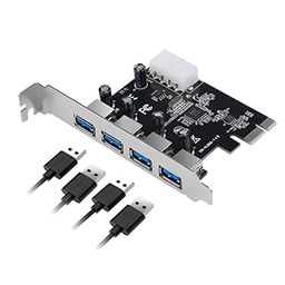 atevon 4 Port USB 3.0 PCI Express Card up to 5 Gbps Speed, with 4-Pin Power Connector PCI-E (PCIeUSBCard) image 1