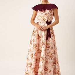 Ethnovog Pink Floral Maxi Dress-image-41