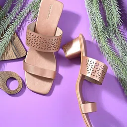 CLOG LONDON Textured Open Toe Block Heels With Laser Cuts-18