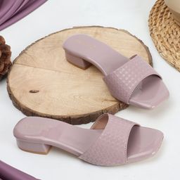 DressBerry Mauve Textured Block Heels-48