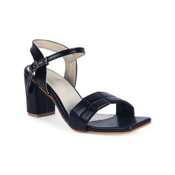 FABBHUE Textured Open Toe Block Heels With Buckles-11