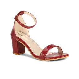 Misto Maroon Block Sandals with Buckles-image-83