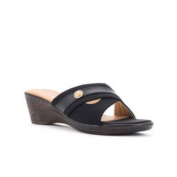 Khadims Women Black & Brown Wedge Sandals-22